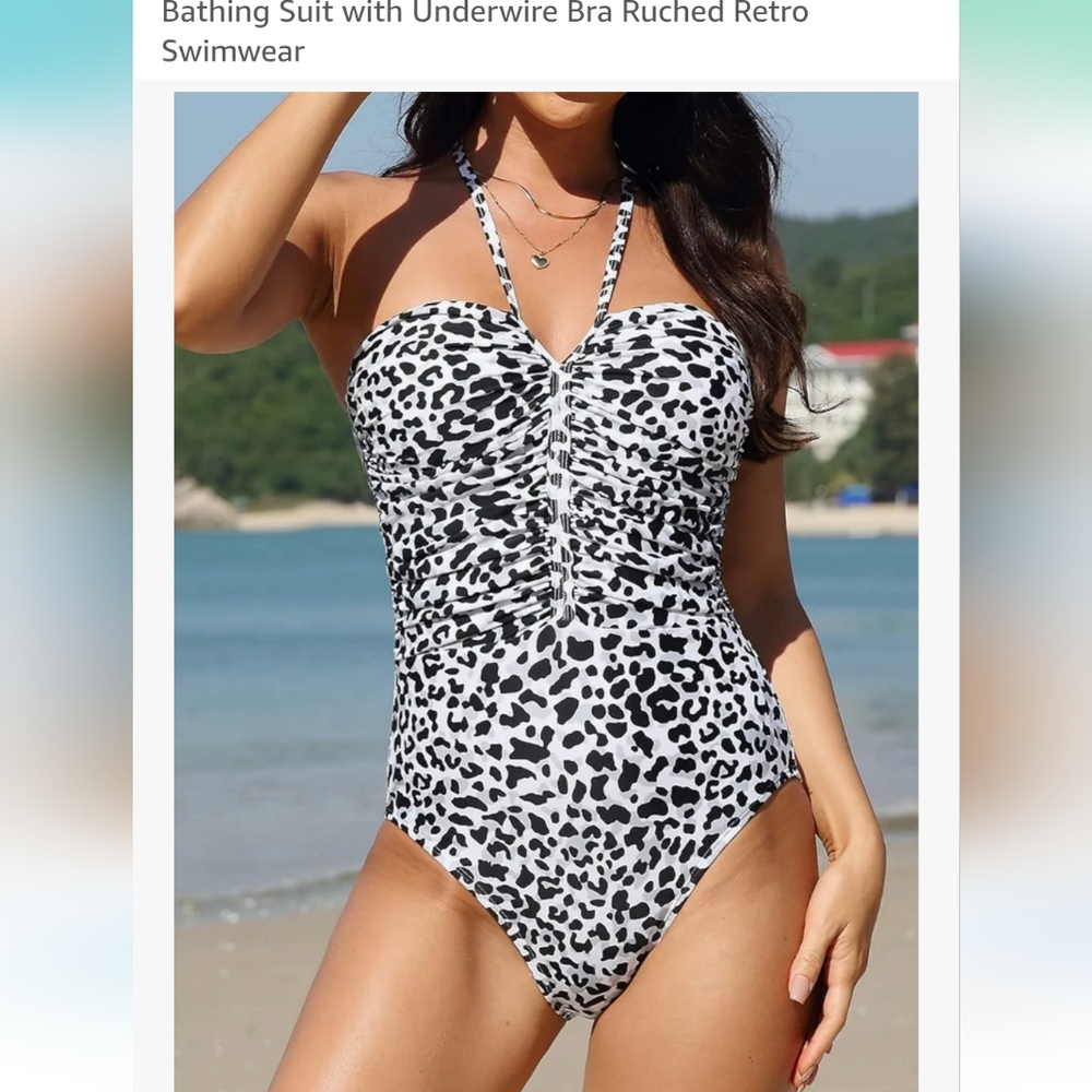 Leopard Print Halter Swimsuit